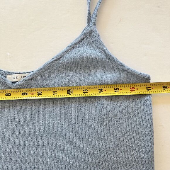 ST JOHN Santana Knit‎ V-Neck Shell Spaghetti Strap Womens Size Medium Sky Blue - Picture 5 of 8